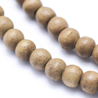 Natural Camphor Wood Beads Strands WOOD-P011-10-4mm-1