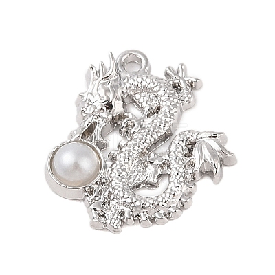 Rack Plating Alloy with ABS Imitation Pearl Pendants FIND-B037-10P-1