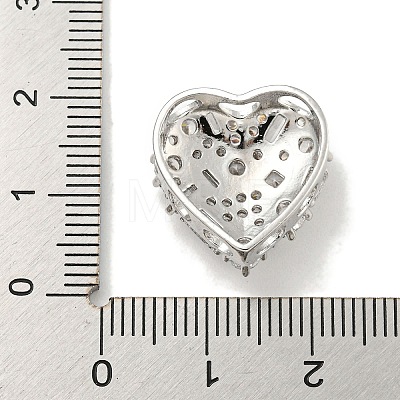 Rack Plating Brass Micro Pave Clear Cubic Zirconia Slide Charms ZIRC-I065-01B-P-1