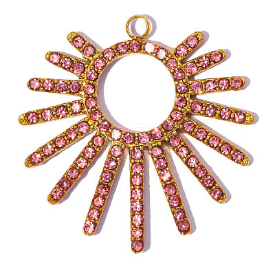304 Stainless Steel with Rhinestone Pendants RB-OY001-43G-02-1