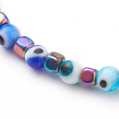 Colorful Evil Eye Lampwork Stretch Beaded Bracelets Sets BJEW-JB05931-1