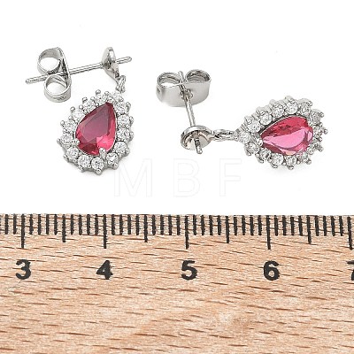 Brass Pave Cubic Zirconia Stud Earring Findings KK-C172-09P-1