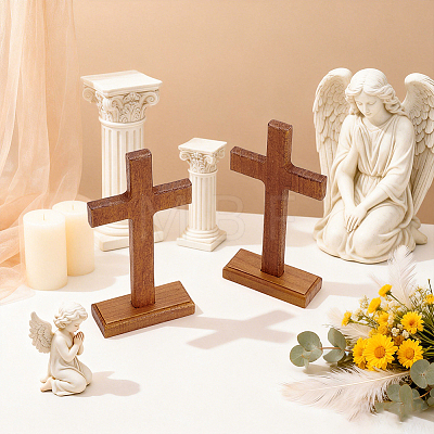Easter Wood Cross Figurines Ornaments DJEW-WH0063-67B-1