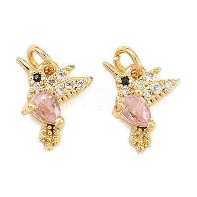 Brass Micro Pave Cubic Zirconia Charms KK-Q085-06G-02-1