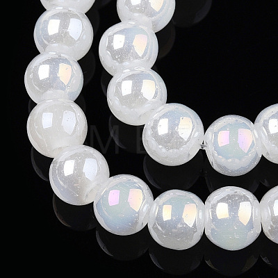 Electroplate Imitation Jade Glass Beads Strands GLAA-T032-J6mm-AB01-1