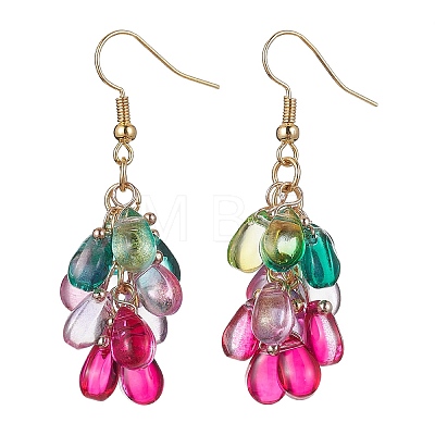 Glass Teardrop Dangle Earrings EJEW-TA00283-1