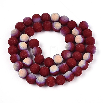 Frosted Opaque Glass Beads Strands GLAA-T032-P8mm-MBB05-1
