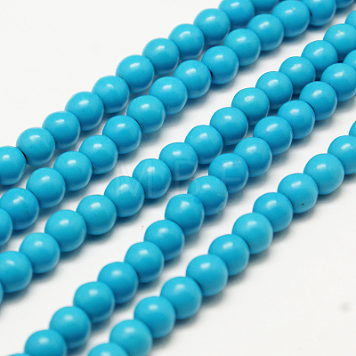 1 Strand Dyed Deep Sky Blue Round Synthetic Turquoise Beads Strands X-TURQ-G106-6mm-02F-1