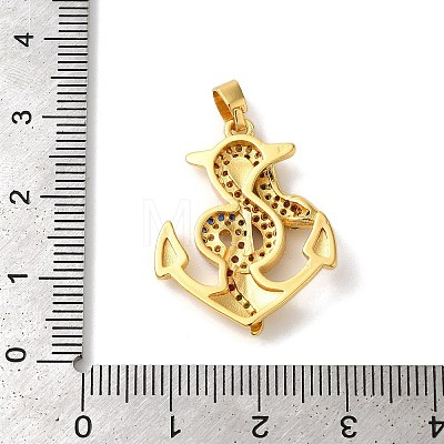 Rack Plating Brass Micro Pave Cubic Zirconia Pendants KK-U022-01A-03-1