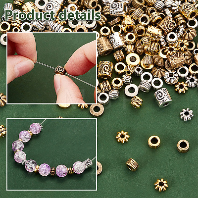   900Pcs 18 Styles Tibetan Style Alloy Spacer Beads Sets TIBEB-PH0005-12-1