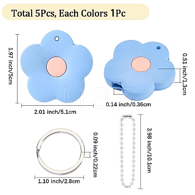 5 Colors Flower Silicone Key Cover Cap Keychains AJEW-DJ0005-51-1