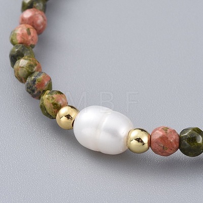 Natural Unakite Beads Stretch Bracelets BJEW-JB04676-03-1