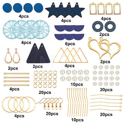 142Pcs DIY Blud Wood Earring Making Kits DIY-SC0013-90-1