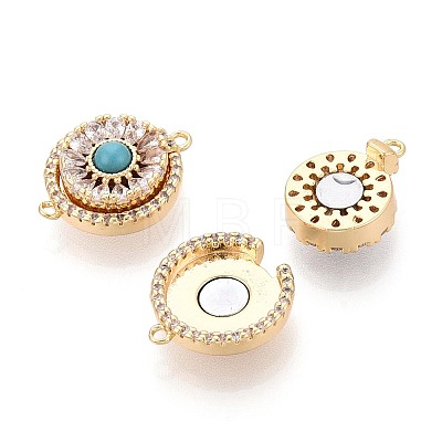 Brass Pave Clear Cubic Zirconia Magnetic Clasps KK-N287-09G-1