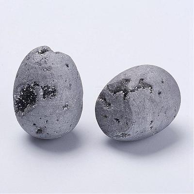 Electroplate Natural Druzy Geode Quartz Beads DJEW-K009-A01-1