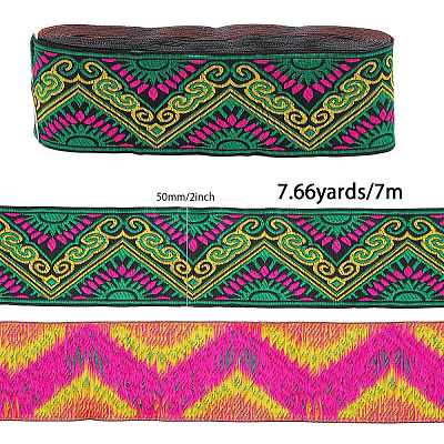 Ethnic Style Embroidery Polyester Ribbons OCOR-WH0070-23B-1