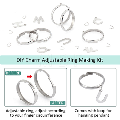 DIY Charm Adjustable Ring Making Kit DIY-NB0010-02-1