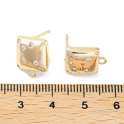 Brass Micro Pave Cubic Zirconia Stud Earring Findings KK-E107-12G-1