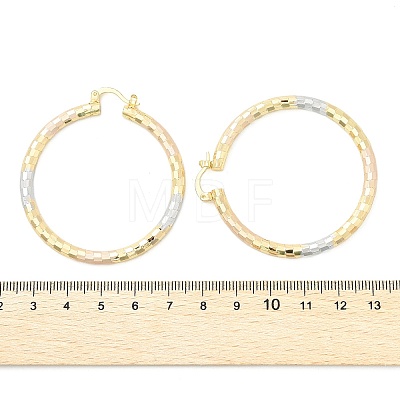 Brass Two Tone Hoop Earrings EJEW-B117-06E-M-1