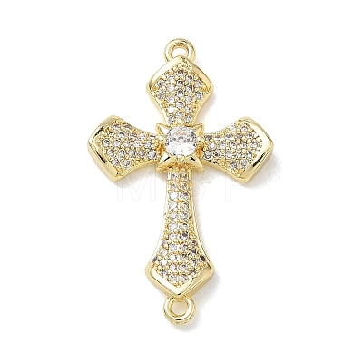 Easter Religion Brass Micro Pave Cubic Zirconia Connector Charms KK-T085-18G-G-1