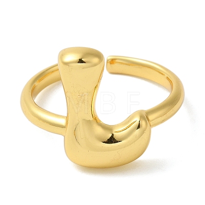 Initials Brass Open Cuff Ring for Women RJEW-N046-02L-G-1