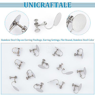 Unicraftale 20Pcs 316 Stainless Steel Clip-on Earring Findings STAS-UN0053-54-1