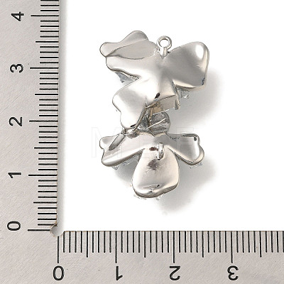 Brass Clear Cubic Zirconia & Glass Flower Connector Charms KK-K388-63P-1