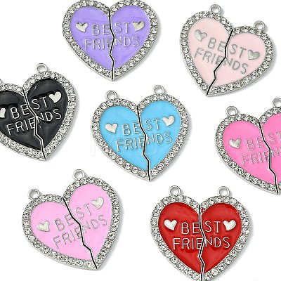 7 Sets 7 Colors Alloy Enamel Split Pendant ENAM-FS0001-71-1