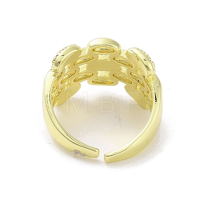 Brass Pave Cubic Zirconia Open Cuff Rings RJEW-M170-17G-1