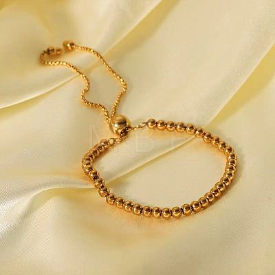 Adjustable Stainless Steel Round Beads Slider Bracelets NC9916-1-1