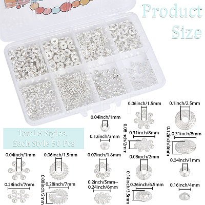 400Pcs 8 Styles Alloy & Brass Spacer Beads DIY-PA0001-93-1