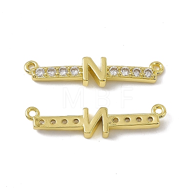 Rack Plating Brass Micro Pave Clear Cubic Zirconia Connector Charms KK-C007-37G-N-1