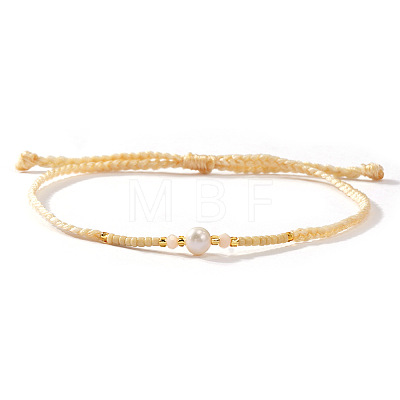 Bohemian Style Imitation Pearl & Glass Seed Bead Braided Bracelets XS0693-4-1