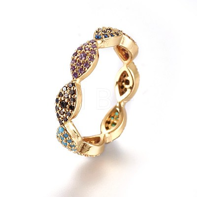 Brass Micro Pave Cubic Zirconia Finger Rings RJEW-L086-05G-1
