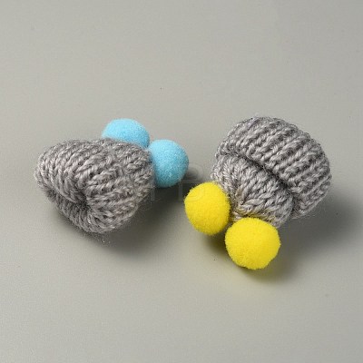 Woolen Crochet Mini Hat with Double Pom Pom Ball DIY-WH0032-56I-1