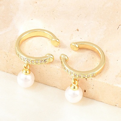 Round Brass Micro Pave Clear Cubic Zirconia Cuff Earrings EJEW-Z164-02G-1