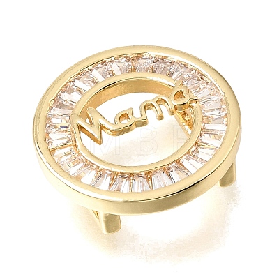 Mother's Day Brass Micro Pave Cubic Zirconia Slide Charms KK-E802-21G-A-1