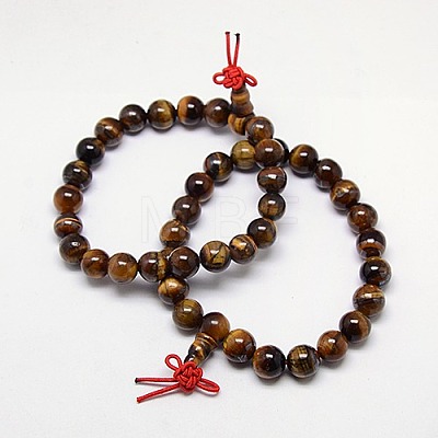 Buddhist Jewelry Mala Beads Bracelets Natural Tiger Eye Stretch Bracelets X-BJEW-M007-8mm-01B-1