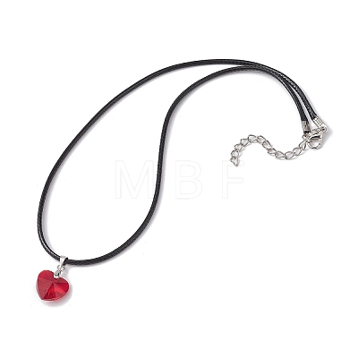 Valentine's Day Glass Heart Pendant Necklaces NJEW-JN04570-01-1