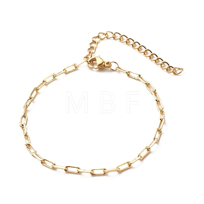 2Pcs 2 Style Brass Paperclip Chains & 304 Stainless Steel Satellite Chains Bracelets Set BJEW-JB08620-01-1