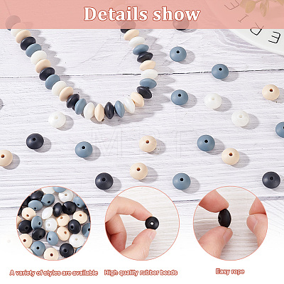 80Pcs 4 Colors Food Grade Eco-Friendly Silicone Beads SIL-DC0001-12-1