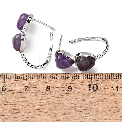 Valentine's Day Heart Natural Amethyst Stud Earrings EJEW-T053-01P-09-1
