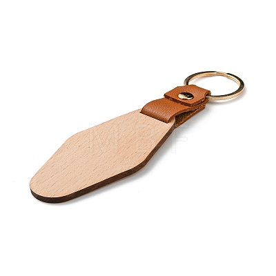 Wooden & Imitation Leather Pendant Keychain PW23041896965-1