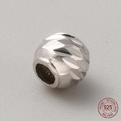 Rhodium Plated Sterling Silver Bead STER-WH0019-08B-P-1