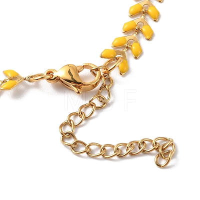 Enamel Ear of Wheat Link Chain Necklace NJEW-P220-02G-08-1