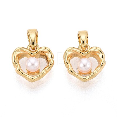 Brass & Imitation Pearl Pendants KK-T080-64G-1