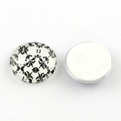 Half Round/Dome Floral Photo Glass Flatback Cabochons for DIY Projects X-GGLA-Q037-12mm-01-1