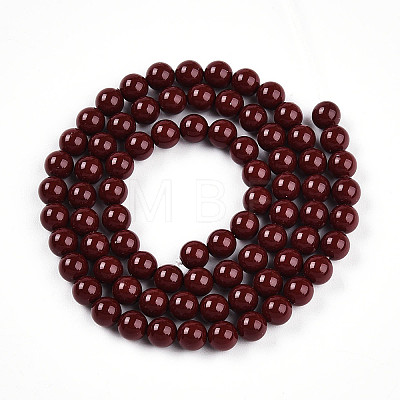 Baking Painted Pearlized Glass Pearl Bead Strands HY-N002-5mm-D01-1