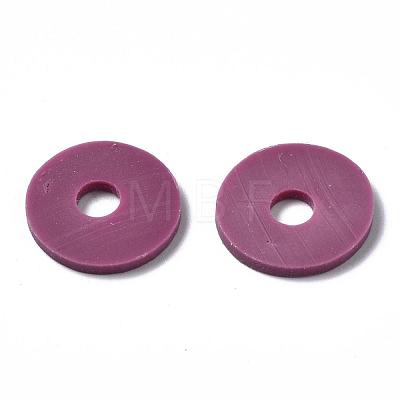 Flat Round Handmade Polymer Clay Beads CLAY-R067-12mm-05-1