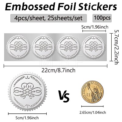 Custom Round Silver Foil Embossed Picture Stickers DIY-WH0503-015-1